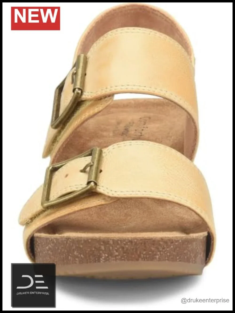 Comfortiva Women's Erlina Wedge Sandals - Leather Adjustable Hook & Loop